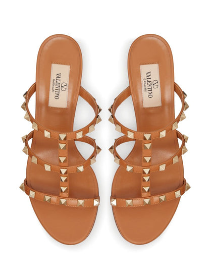Rockstud leather mules