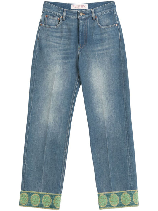 Straight-leg denim jeans