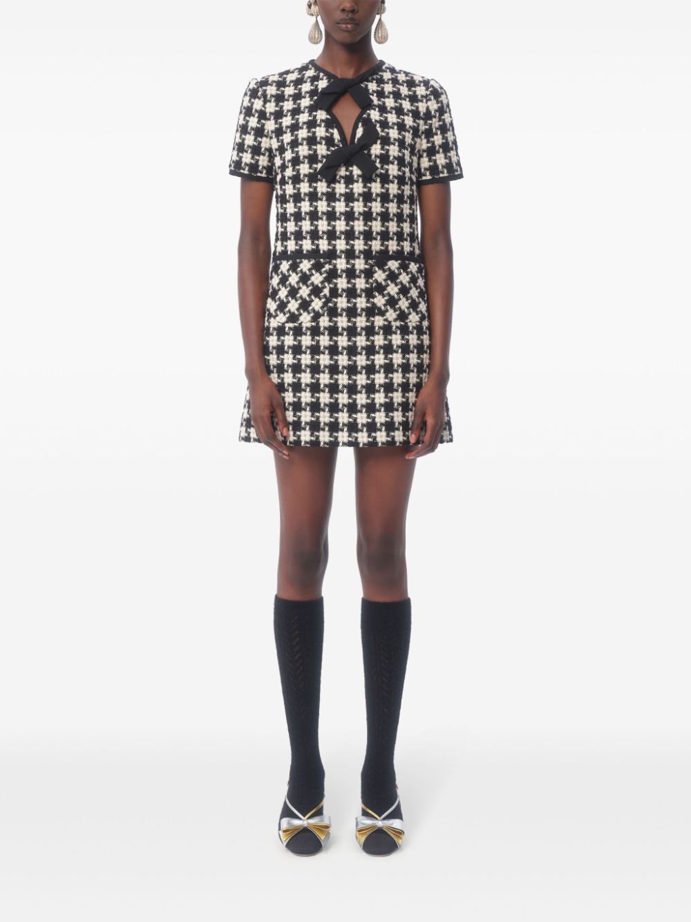 Damier light tweed short dress