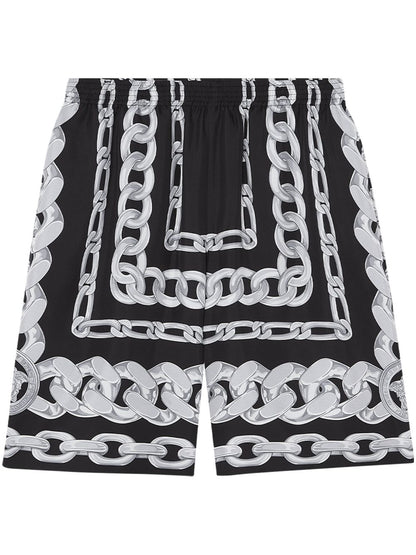 Medusa chain silk shorts