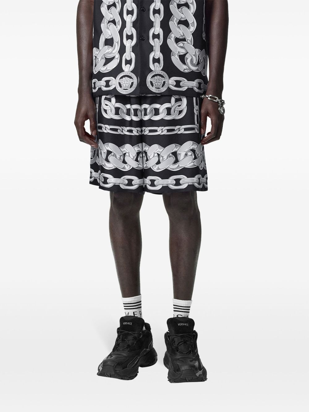 Medusa chain silk shorts