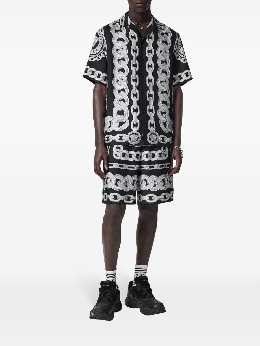 Medusa chain silk shorts