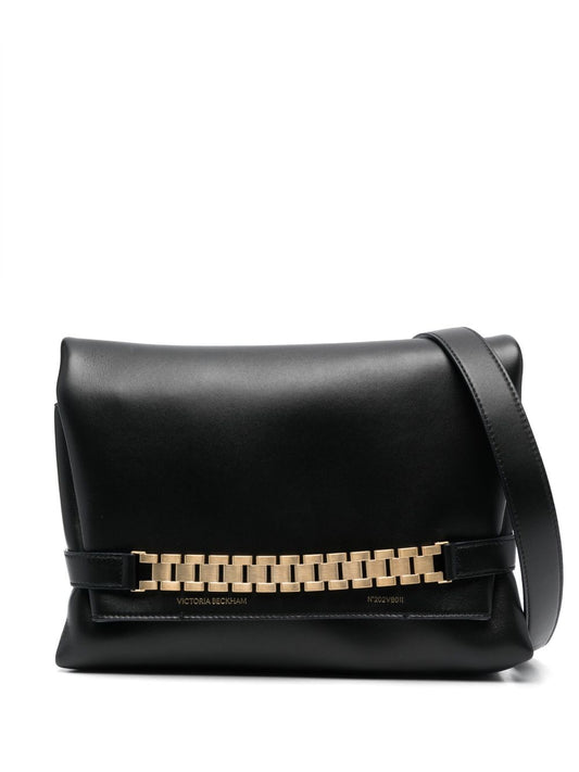 Chain leather clutch