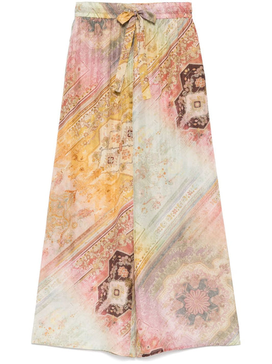 Tallow printed silk trousers