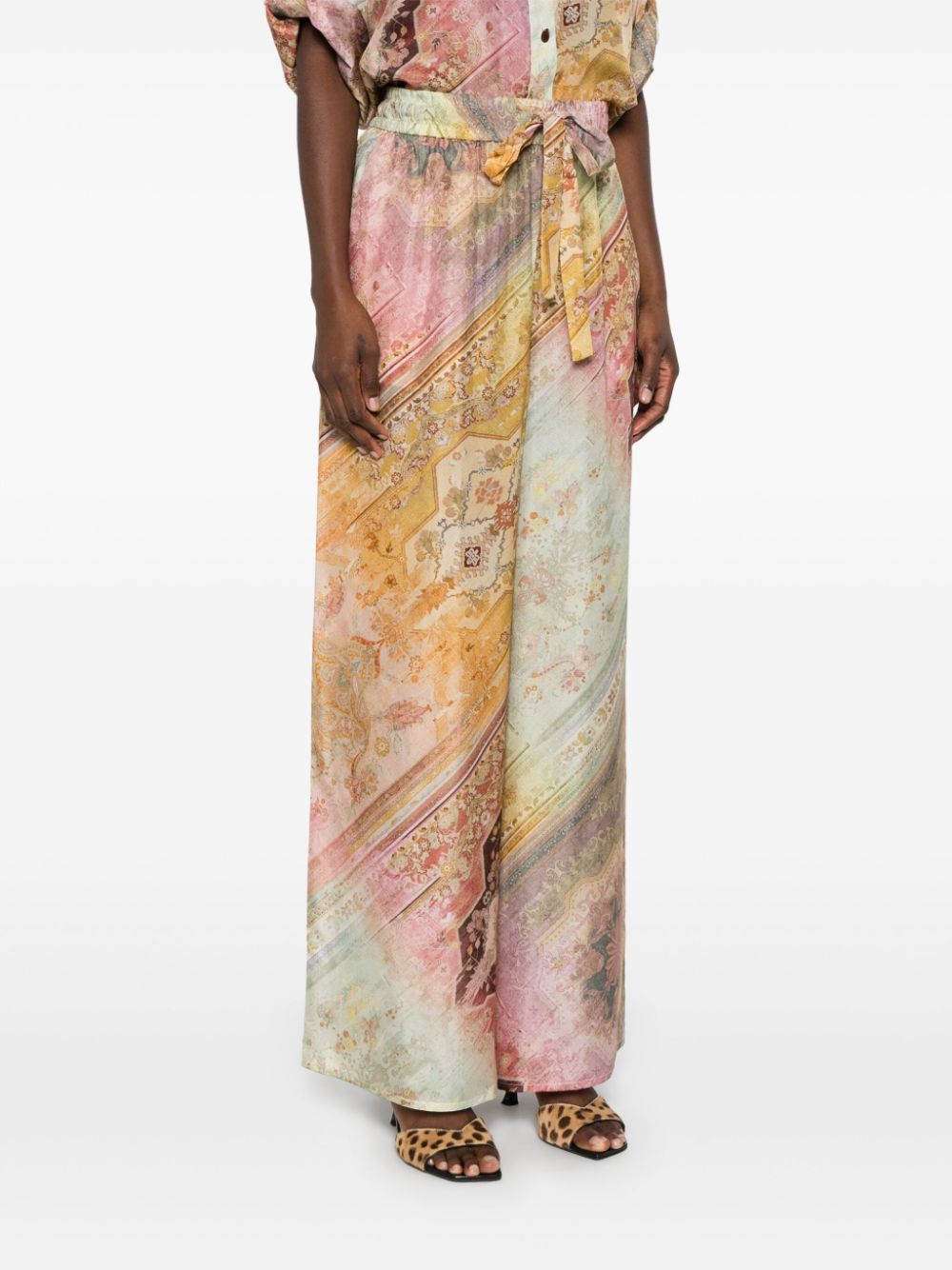 Tallow printed silk trousers