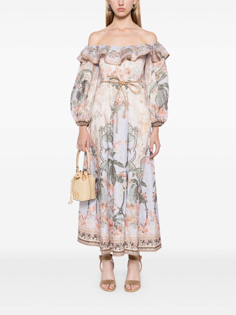 Wylie linen printed midi dress