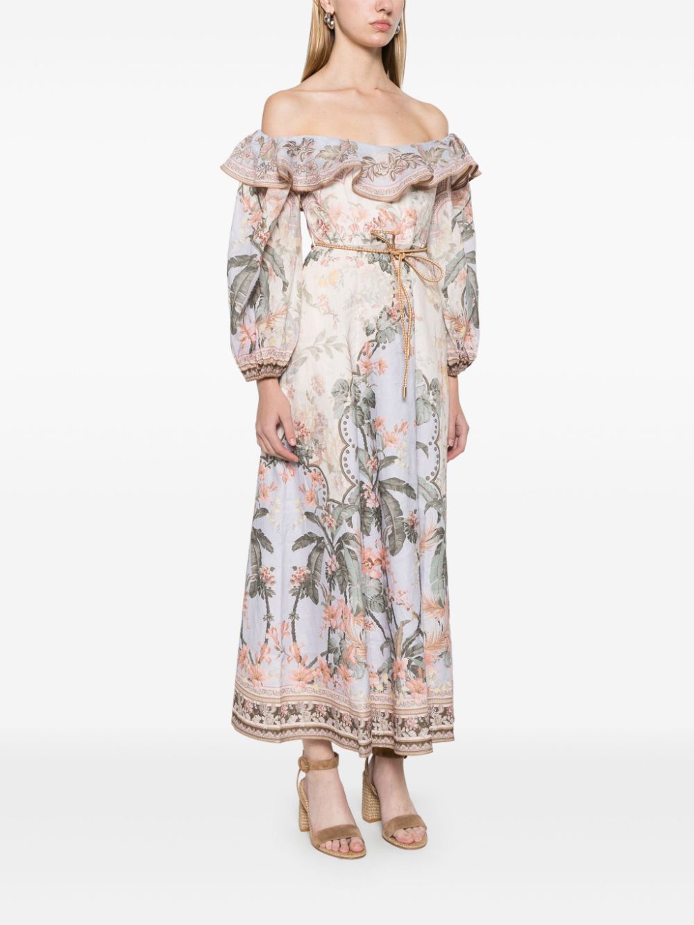 Wylie linen printed midi dress