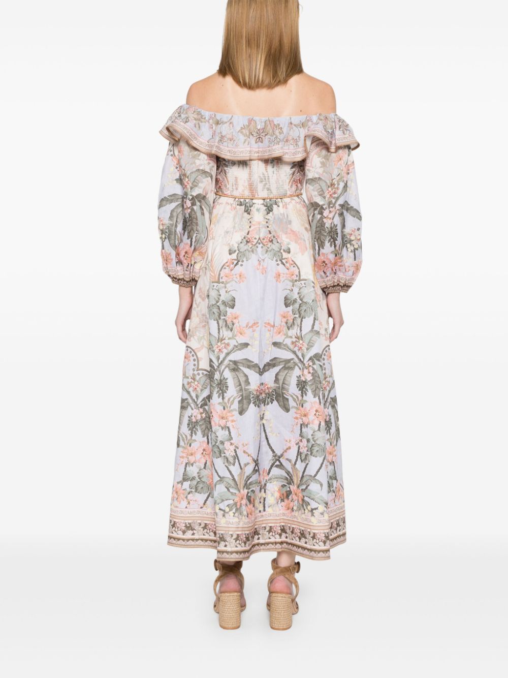 Wylie linen printed midi dress