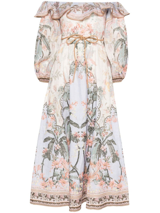 Wylie linen printed midi dress