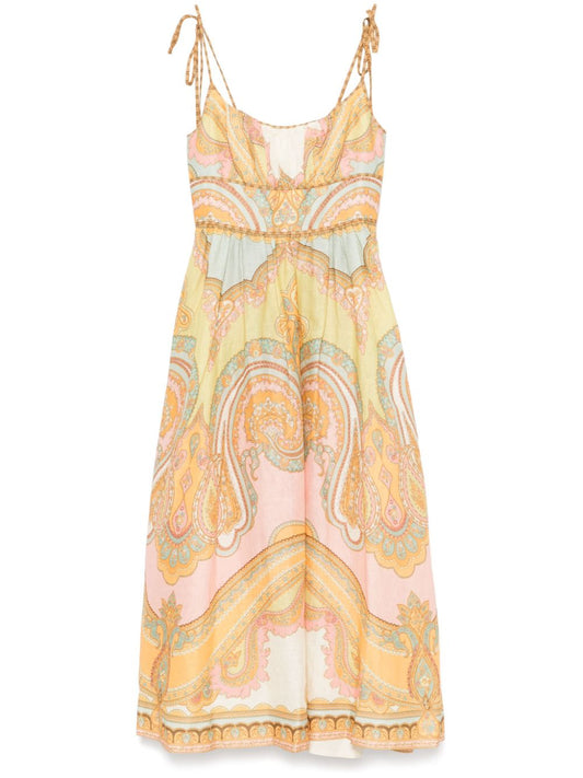 Maxine printed linen midi dress