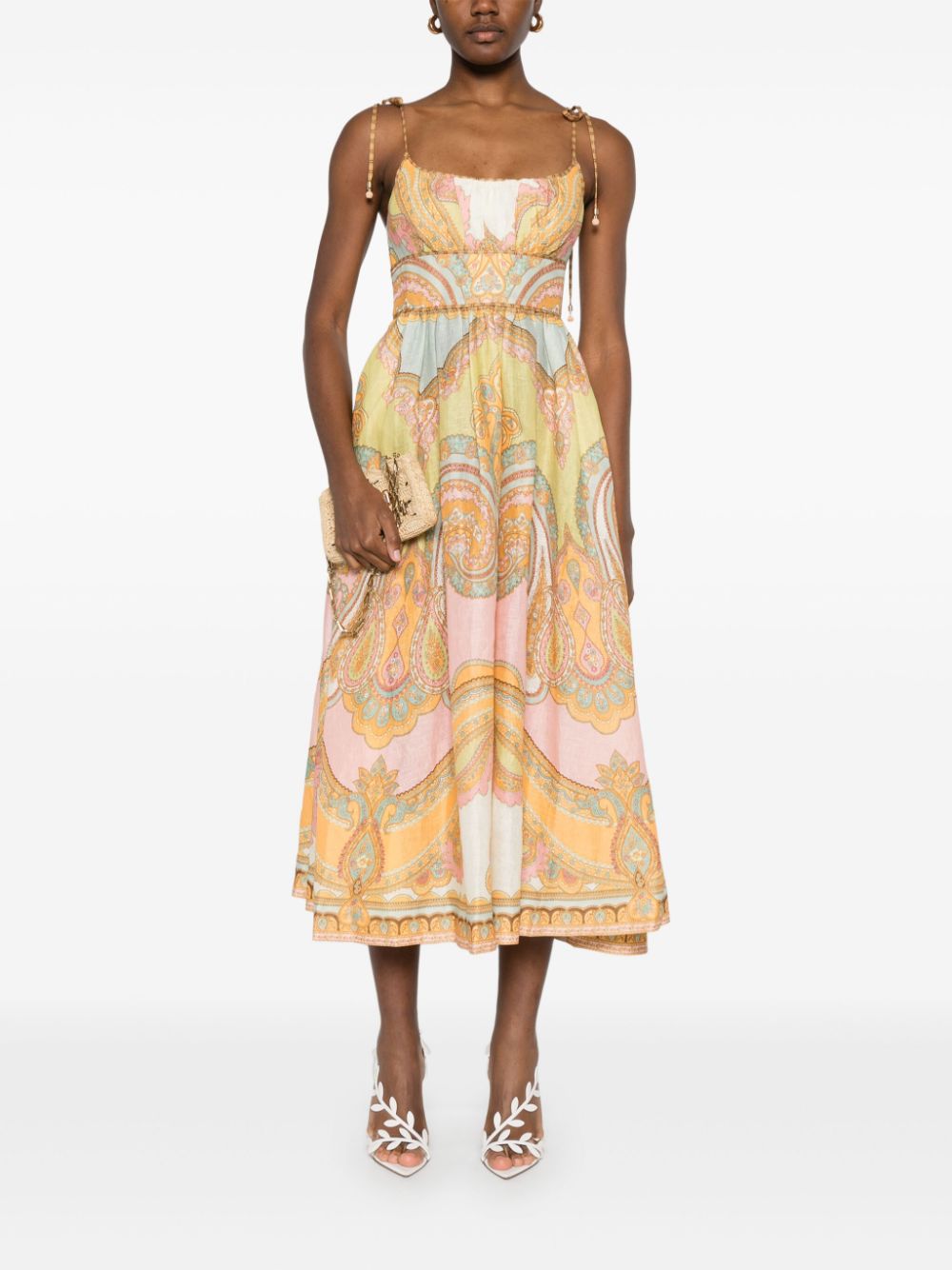 Maxine printed linen midi dress