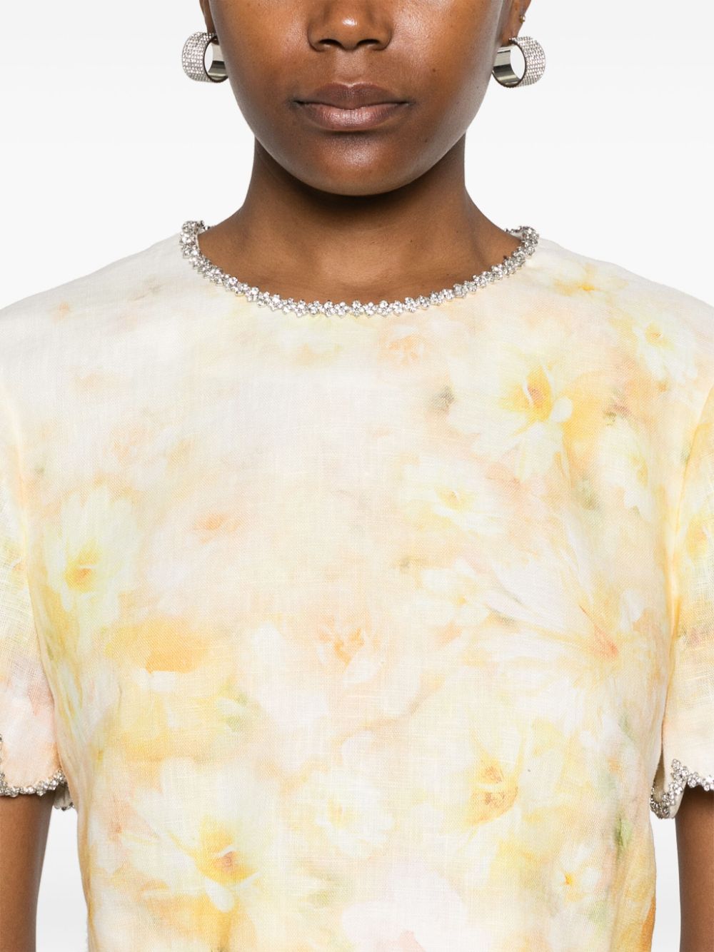 Crush printed linen top