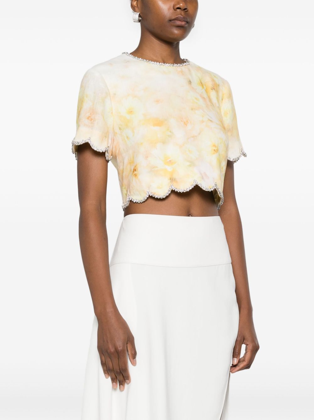 Crush printed linen top