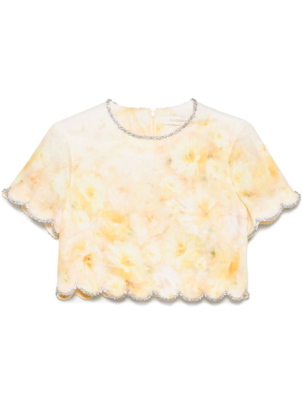 Crush printed linen top