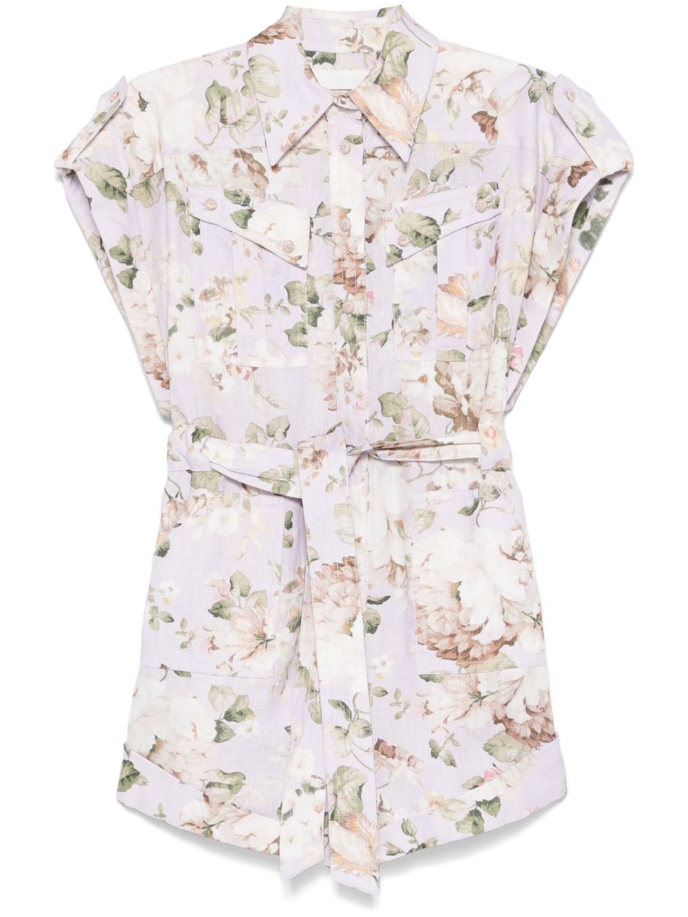 Acacia printed linen playsuit