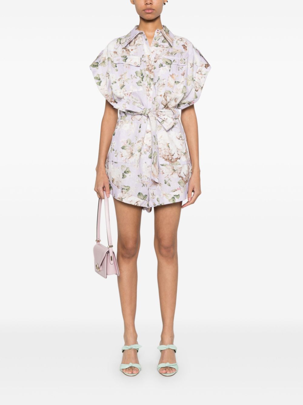 Acacia printed linen playsuit