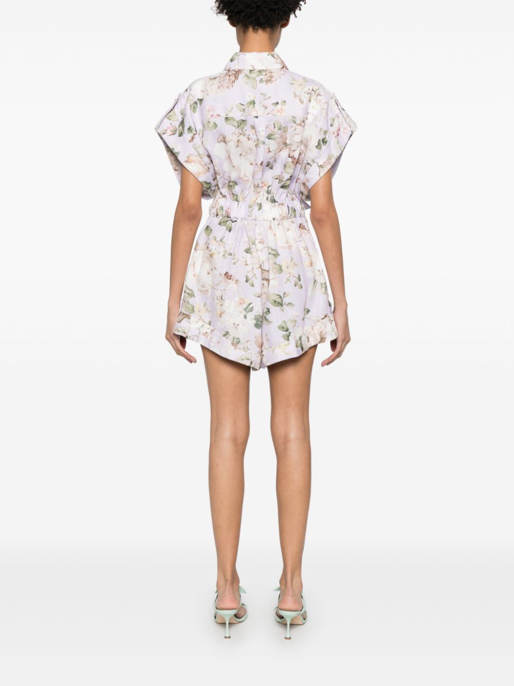 Acacia printed linen playsuit